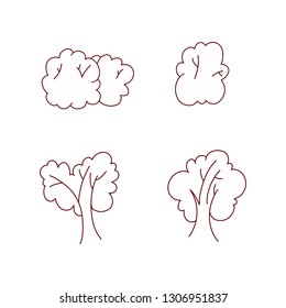 Set trees collection on a white background. Vector illustration.