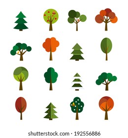 Set of trees in flat style