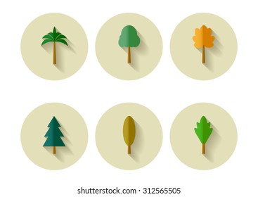 Set of trees in flat style