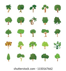 Set of Trees Flat Vector Icons 