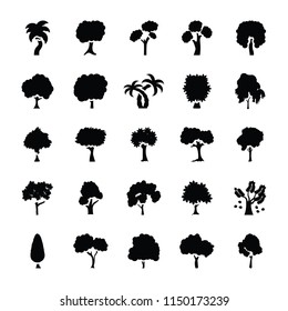 Set of Trees Glyph Vector Icons 