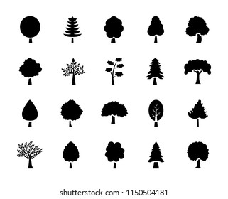 Set of Trees Glyph Vector Icons