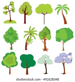 Set of trees. Green trees isolated.
