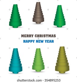 Set of trees. Group of trees. Several trees. Christmas. Fairy tale. New Year