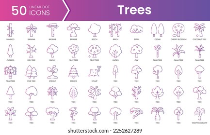 Set of trees icons. Gradient style icon bundle. Vector Illustration