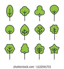 Set of Trees icons. Vector Illustration. Plants and garden.