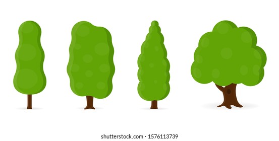 Set of trees isolated on white background. Vector illustration.