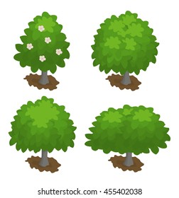 Set of trees isolated on white background
