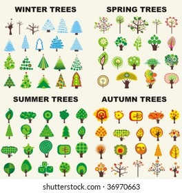 Set of trees located on seasons