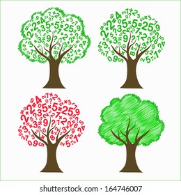 Set of trees made of math symbols 
