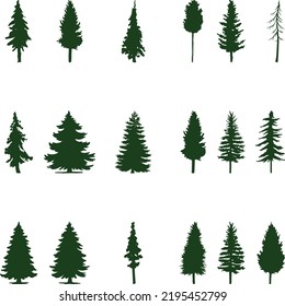 Set of trees object isolated on white background vector illustration