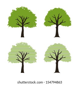 Set of trees on white background - Vector illustration