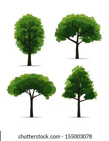 Set of trees on white background - Vector illustration