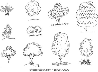 Hand Drawn Sketch About Trees Vector Stock Vector (royalty Free 