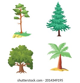 Set of trees on white background. Vector illustration