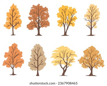 Set Trees and roots for Autumn season style. Can be used for your work. Welcome Autumn season concept.