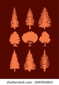 Baumbestand mit Silhouetten-Designs
