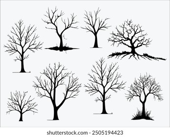 set of trees silhouettes. vector illustration