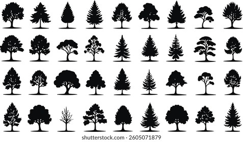 set of trees silhouettes , vector illustration