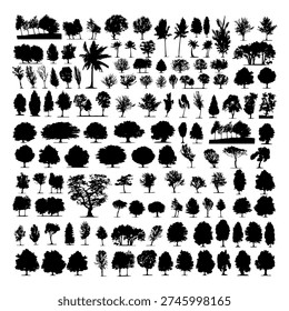 set trees silhouettes 