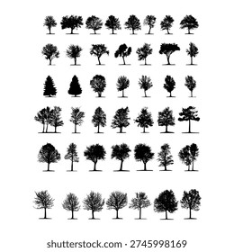 set trees silhouettes 