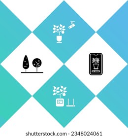Set Trees, Smart farming technology,  and control system icon. Vector