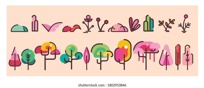 Set of Trees in Spring Season suited for your season themed project