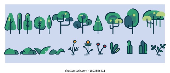 Set of Trees in Summer Season suited for your Summer Themed project