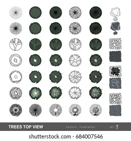 Set of Trees top view for landscape vector illustration