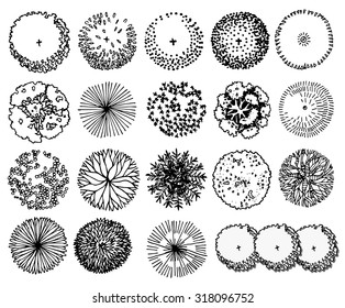 A set of Trees - top view. use in your landscape design.vector illustration