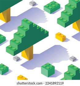 Juego de juguetes de árboles, de vuelta a la escuela. 3d vector de diseño.