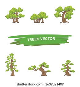 Set of Trees Vector element design, flat  Cartoon design