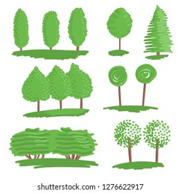 Set of trees. Vector illustration isolated on white background.