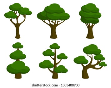 Set of trees vector illustrations. isolated on white.