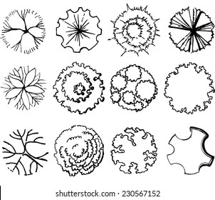 Set Treetop Symbols Architectural Landscape Design Stock Vector ...