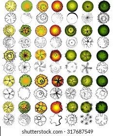 Set Of Treetop Symbols, For Architectural Or Landscape Design