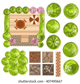 set of treetop symbols, for architectural or landscape design. vector