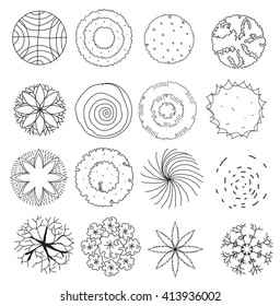 set of treetop symbols, for architectural or landscape design.vector