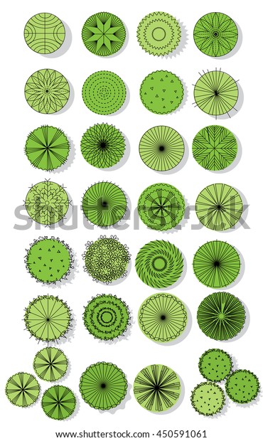 Set Treetop Symbols Architectural Landscape Designvector Stock Vector ...