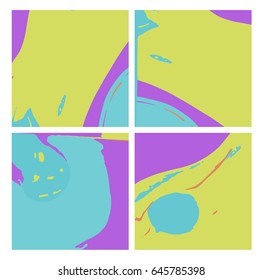 Set of trend abstract marbling paint divorces backgrounds in light pastel colors.