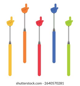 Set of Trend Stick Toys in Flat Style. Hand Drawn Vector Art. 