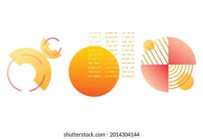 Conjunto de formas y formas geométricas de tendencia. Círculos y diagramas degradados, elementos de diseño para infografías digitales.