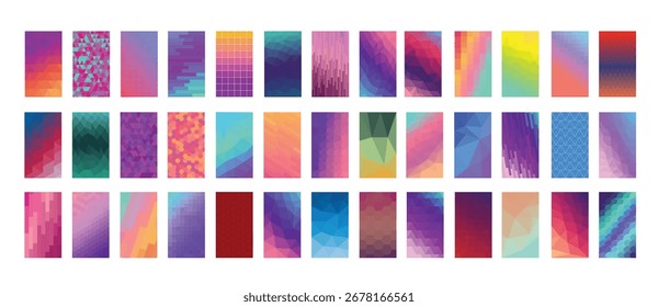Set of trending modern backgrounds for smartphone. Polygonal abstract backgrounds.