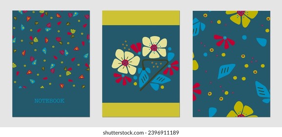 Conjunto de plantillas de tendencia, flores abstractas, plantas, elementos, minimalismo, dibujado a mano. Cartel, decoración interior de habitación, diseño para textiles, postal, concepto, vector