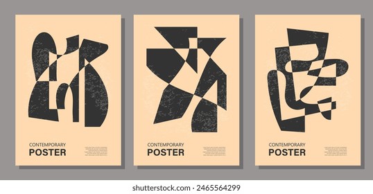 Set of trendy abstract aesthetic creative minimalist geometric compositions