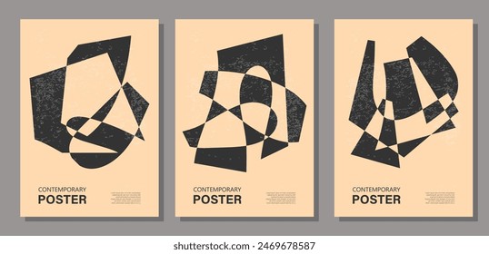 Set of trendy abstract aesthetic creative minimalist geometric compositions