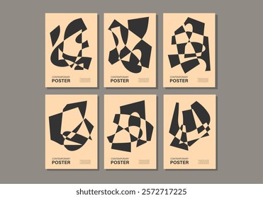 Set of trendy abstract aesthetic creative minimalist geometric compositions