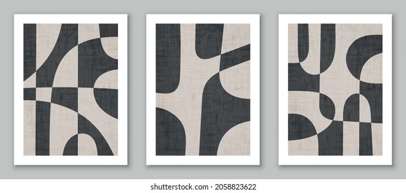 Set of trendy abstract art, creative minimalist compositions for background,  wall decoration, postcard or brochure cover design. EPS10 vector.