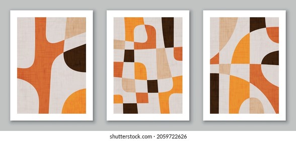 Set of trendy abstract art, creative minimalist compositions for background,  wall decoration, postcard or brochure cover design. EPS10 vector.