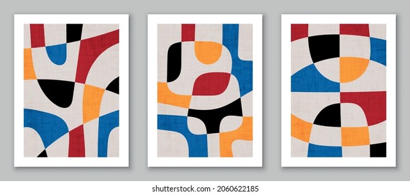 Set of trendy abstract art, creative minimalist compositions for background,  wall decoration, postcard or brochure cover design. EPS10 vector.